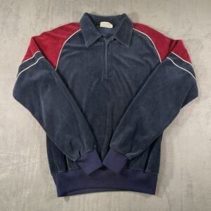 Vintage Saturdays in California 80’s Velour Velvet Men's 1/4 Zip Shirt Size L